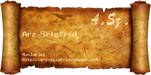 Arz Szigfrid névjegykártya